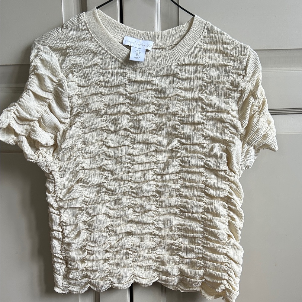 House of Harlow 1960 Cream Textured Short Sleeve Top